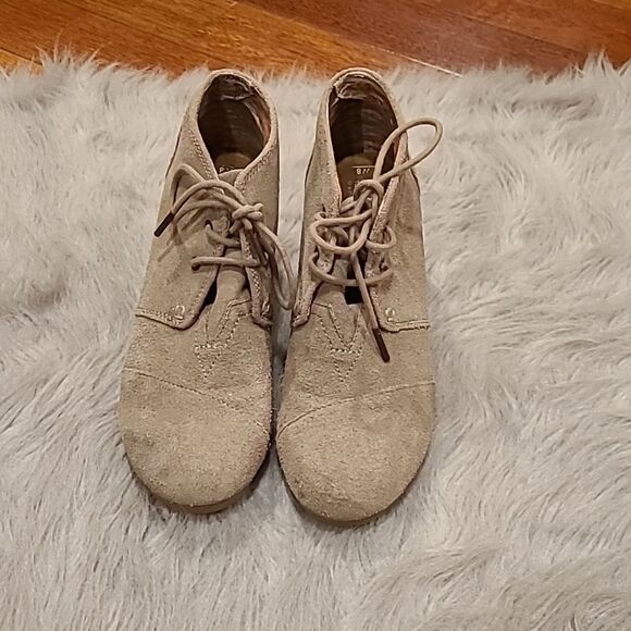 Toms womens‎ Kala wedge bootie desert taupe suade size 8 - Picture 1 of 10